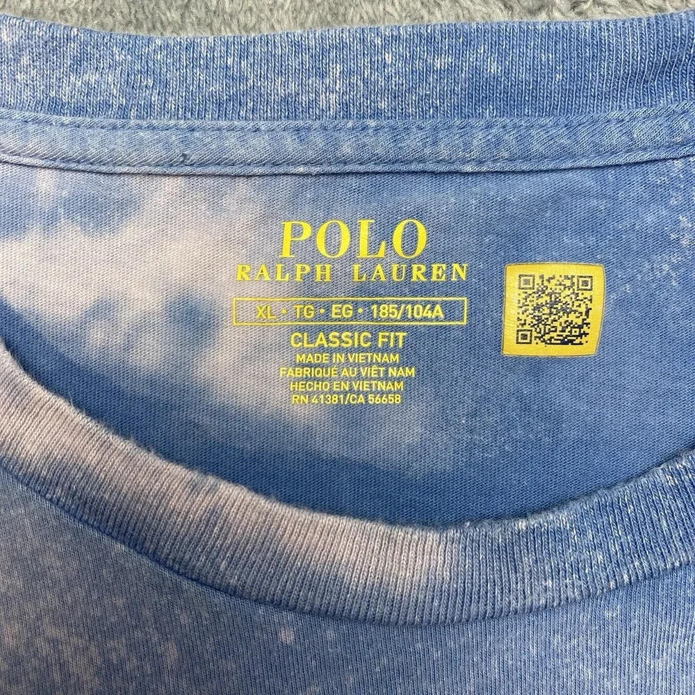 Polo Ralph Lauren T-Shirt Men's XL Blue Short Sleeve Distressed Bleach Dyed